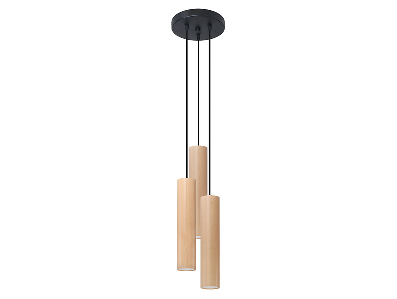 Lampa wisząca Lino 3-punktowa drewniana brązowa 52576