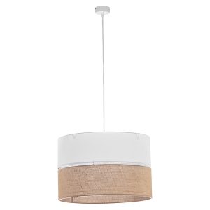 Lampa wisząca Linobianco 3-punktowa tkaninowa biało-brązowa 56223 Lampa wisząca Linobianco 3-punktowa tkaninowa biało-brązowa 56223