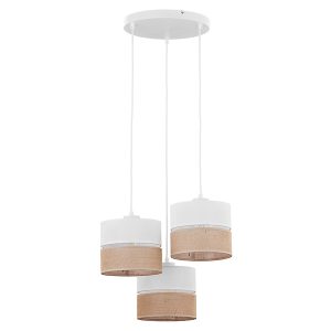 Lampa wisząca Linobianco 3-punktowa tkaninowa bialo-brązowa 56222 Lampa wisząca Linobianco 3-punktowa tkaninowa bialo-brązowa 56222