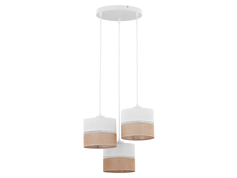 Lampa wisząca Linobianco 3-punktowa tkaninowa bialo-brązowa 56222