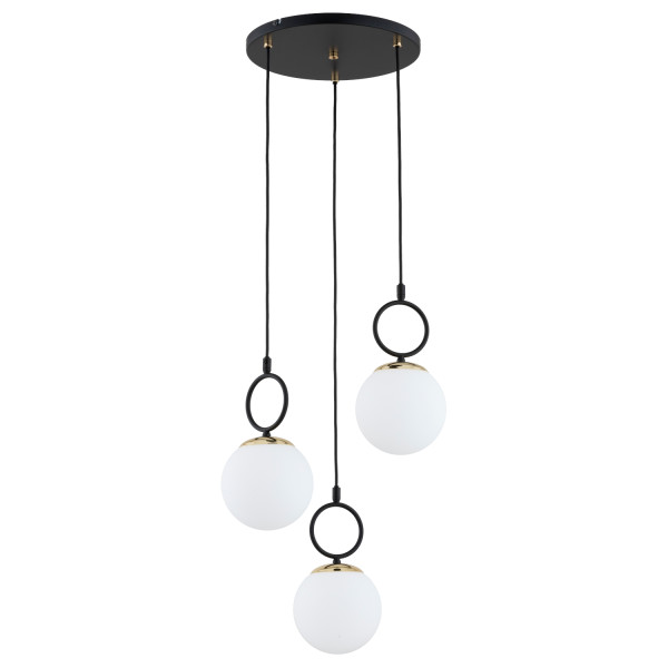 Lampa wisząca LISTER białe kule czarna 3xE14x10W wym:80x37x37cm IP20 Alfa 1019198