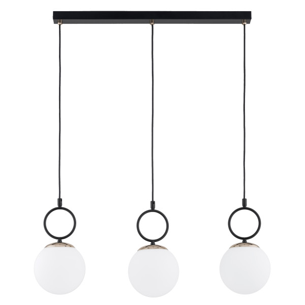Lampa wisząca LISTER białe kule czarna 3xE14x10W wym:95x15x72cm IP20 Alfa 1018942