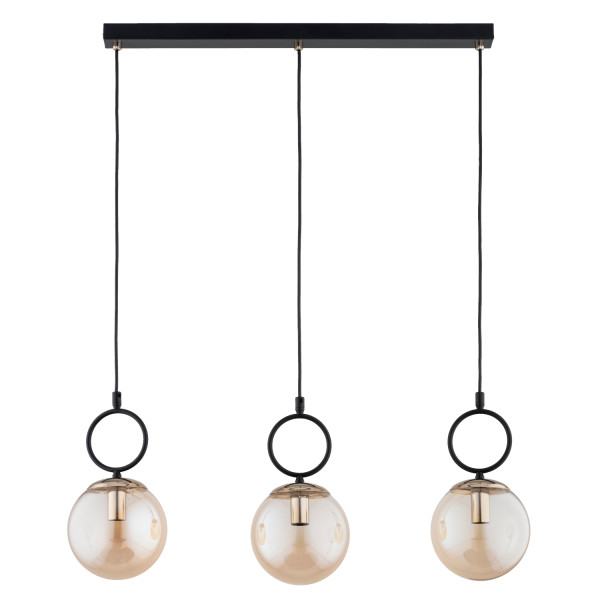 Lampa wisząca LISTER bursztynowe kule czarna 3xE14x10W IP20 Alfa 1019304