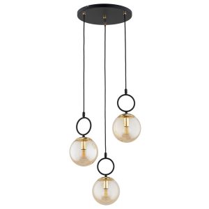 Lampa wisząca LISTER bursztynowe kule czarna 3xE14x10W IP20 Alfa 1019300 Lampa wisząca LISTER bursztynowe kule czarna 3xE14x10W IP20 Alfa 1019300