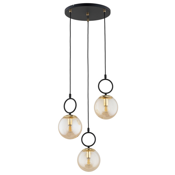Lampa wisząca LISTER bursztynowe kule czarna 3xE14x10W IP20 Alfa 1019300