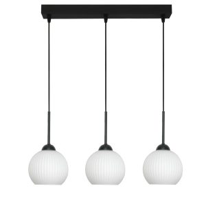 Lampa wisząca listwa EDYLIT czarna białe kule loft LED 3xE27 FIONA 14-984 1005227 Lampa wisząca listwa EDYLIT czarna białe kule loft LED 3xE27 FIONA 14-984 1005227