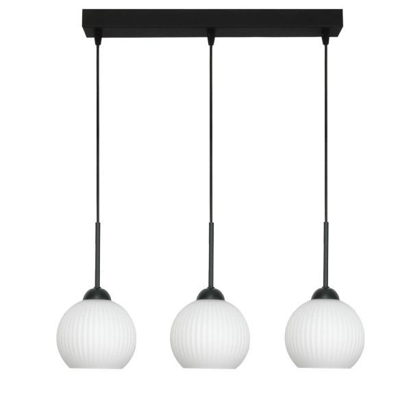 Lampa wisząca listwa EDYLIT czarna białe kule loft LED 3xE27 FIONA 14-984 1005227