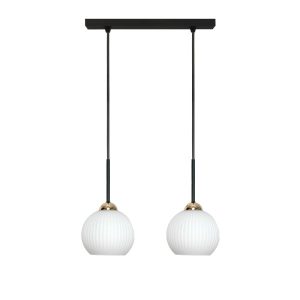 Lampa wisząca listwa EDYLIT czarna złota białe kule LED 2xE27 FIONA 14-998 1005196 Lampa wisząca listwa EDYLIT czarna złota białe kule LED 2xE27 FIONA 14-998 1005196
