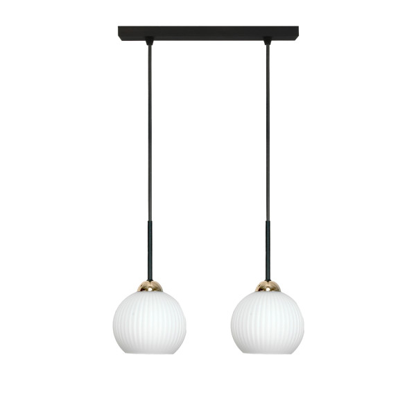 Lampa wisząca listwa EDYLIT czarna złota białe kule LED 2xE27 FIONA 14-998 1005196