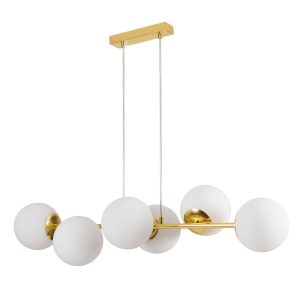 Lampa wisząca LL HAVLOR 6xE27 66761 LightLogic złota glamour białe kule 957402 Lampa wisząca LL HAVLOR 6xE27 66761 LightLogic złota glamour białe kule 957402