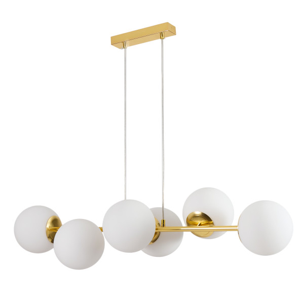 Lampa wisząca LL HAVLOR 6xE27 66761 LightLogic złota glamour białe kule 957402