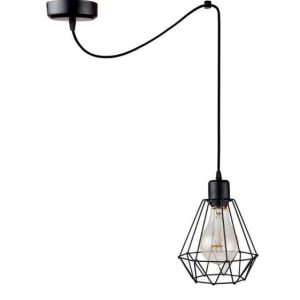 Lampa wisząca loft druciana diament czarna E27 1x60W kabel 200 cm metal 1043607