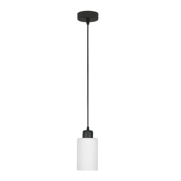 Lampa wisząca loft EDYLIT biały klosz czarna zwis 1xE27 LOYD BIANCO 15-065 1048801