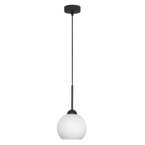 Lampa wisząca loft EDYLIT biały ryflowany klosz zwis 1xE27 FIONA 14-985 1048984