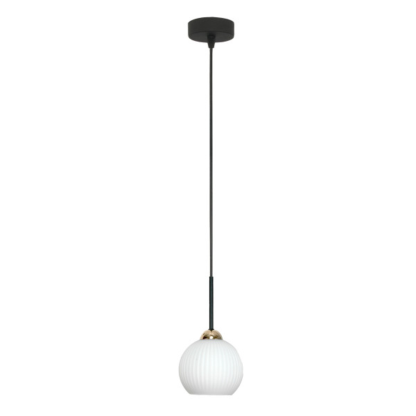 Lampa wisząca loft EDYLIT biały ryflowany klosz zwis 1xE27 FIONA 14-995 1048945