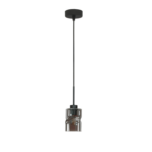 Lampa wisząca loft zwis EDYLIT grafitowy klosz czarna 1xE27 GRETA 15-545 1048937