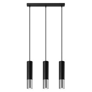 Lampa wisząca Loopez 3L 45 cm stalowa czarno-srebrna 52531