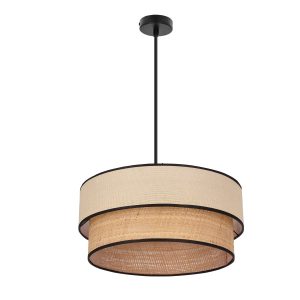 Lampa wisząca Lorenzo brązowo-kremowy abażur czarna 1xE27x60W Candellux 989716 Lampa wisząca Lorenzo brązowo-kremowy abażur czarna 1xE27x60W Candellux 989716
