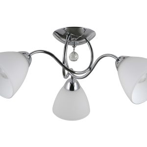 Lampa wisząca Lugano 3-punktowa stalowo-szklana biało-srebrna 40473 Lampa wisząca Lugano 3-punktowa stalowo-szklana biało-srebrna 40473