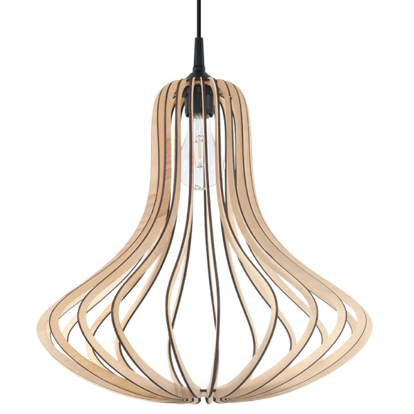 Lampa wisząca MABELA czarna-naturalne drewno 1xE27x60W IP20 Pure Lume 1027192