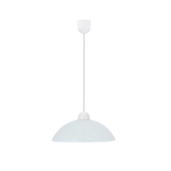 Lampa wisząca Macari klosz ze wzorem biała 1xE27x60W IP20 Candellux 988586