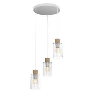 Lampa wisząca MADERA biały-brązowy drewno metal E27 90 cm 1071961 Lampa wisząca MADERA biały-brązowy drewno metal E27 90 cm 1071961