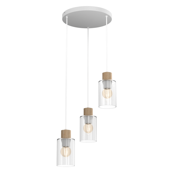 Lampa wisząca MADERA biały-brązowy drewno metal E27 90 cm 1071961