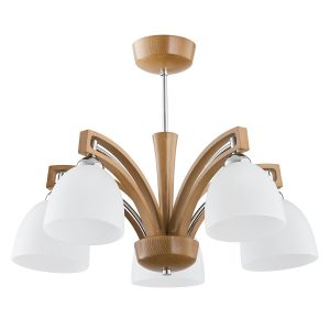 Lampa wisząca MAGNAT srebrne detale jasne drewno 5xE14x10W IP20 Alfa 1019324 Lampa wisząca MAGNAT srebrne detale jasne drewno 5xE14x10W IP20 Alfa 1019324