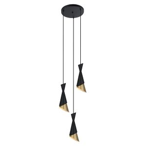 Lampa wisząca Malia 3-punktowa stalowa czarna 63507 Lampa wisząca Malia 3-punktowa stalowa czarna 63507
