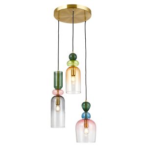 Lampa wisząca Manso 3-punktowa szklana wielokolorowa 209818