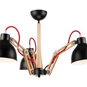 Lampa wisząca Marcello 3-punktowa drewniana brązowo-czarna 54572 Lampa wisząca Marcello 3-punktowa drewniana brązowo-czarna 54572