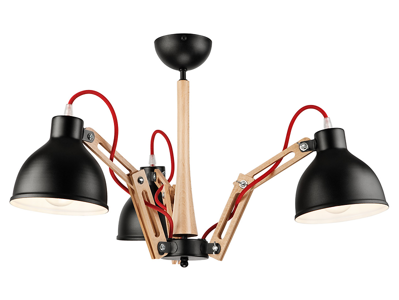 Lampa wisząca Marcello 3-punktowa drewniana brązowo-czarna 54572