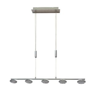 Lampa wisząca Marley chromowana LED 5x25W Ciepła biel 2250lm Italux 858444 Lampa wisząca Marley chromowana LED 5x25W Ciepła biel 2250lm Italux 858444