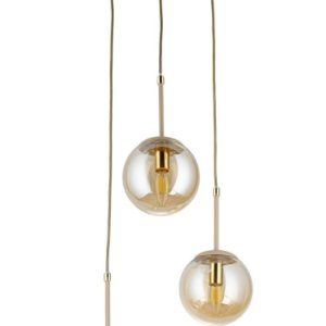 Lampa Wisząca Maro Beżowo-złota 3xE14 36 cm Nowoczesny Salon Taupe Szklana 759147 Lampa Wisząca Maro Beżowo-złota 3xE14 36 cm Nowoczesny Salon Taupe Szklana 759147