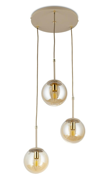 Lampa Wisząca Maro Beżowo-złota 3xE14 36 cm Nowoczesny Salon Taupe Szklana 759147