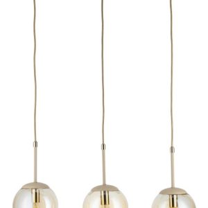 Lampa Wisząca Maro Beżowo-złota 3xE14 55 cm Nowoczesny Salon Taupe Szklana 759145 Lampa Wisząca Maro Beżowo-złota 3xE14 55 cm Nowoczesny Salon Taupe Szklana 759145