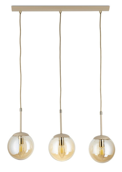 Lampa Wisząca Maro Beżowo-złota 3xE14 55 cm Nowoczesny Salon Taupe Szklana 759145