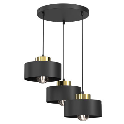 Lampa wisząca Marti czarny mat-złoty połysk 3xE27x15W IP20 Luminex 1025697