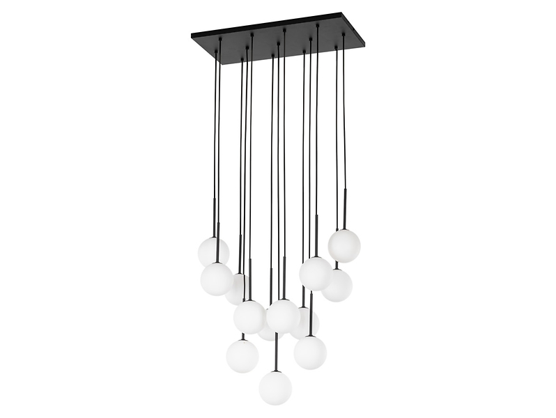 Lampa wisząca Martin 13-punktowa szklana biało-czarna 296350