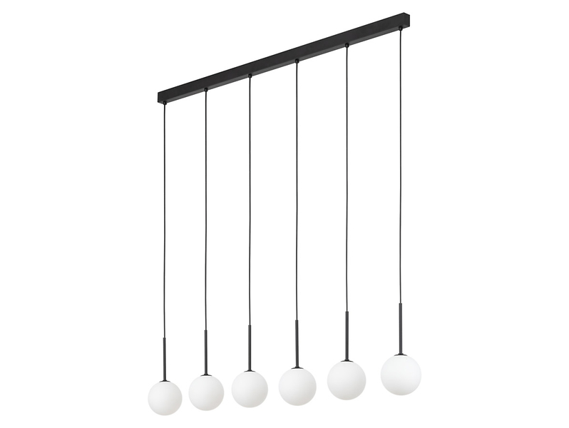 Lampa wisząca Martin 6-punktowa szklana biało-czarna 296347