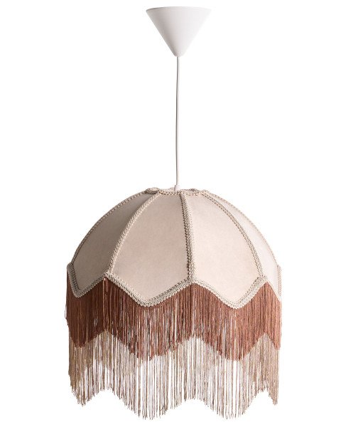 Lampa wisząca materiałowa z frędzlami beżowa 825286