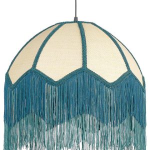 Lampa wisząca materiałowa z frędzlami niebieska 142031 Lampa wisząca materiałowa z frędzlami niebieska 142031