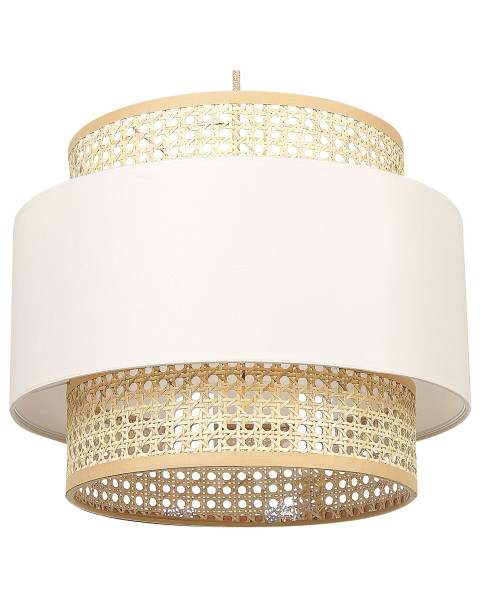 Lampa wisząca materiałowy klosz beżowa 76068