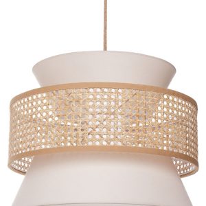 Lampa wisząca materiałowy klosz beżowa 177332 Lampa wisząca materiałowy klosz beżowa 177332