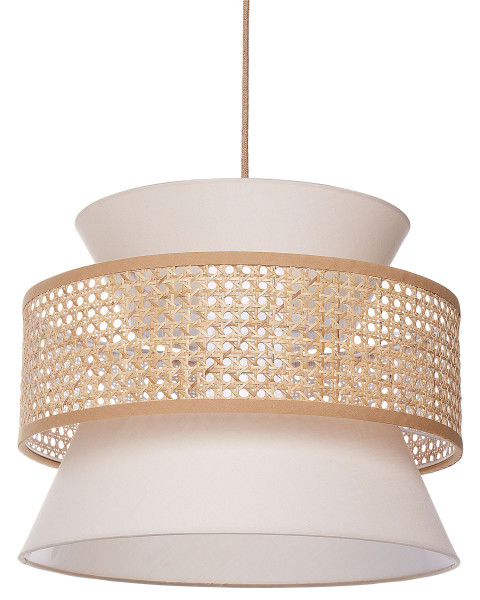 Lampa wisząca materiałowy klosz beżowa 177332