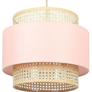 Lampa wisząca materiałowy klosz różowa 60674 Lampa wisząca materiałowy klosz różowa 60674