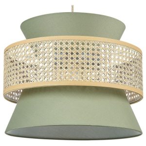 Lampa wisząca materiałowy klosz zielona 60590 Lampa wisząca materiałowy klosz zielona 60590