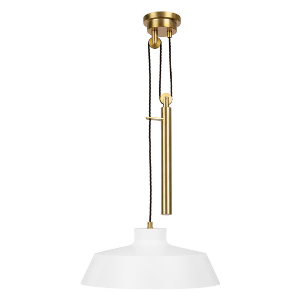 Lampa wisząca matowa biel-mosiądz Candor 1xE27x60W Feiss 849737