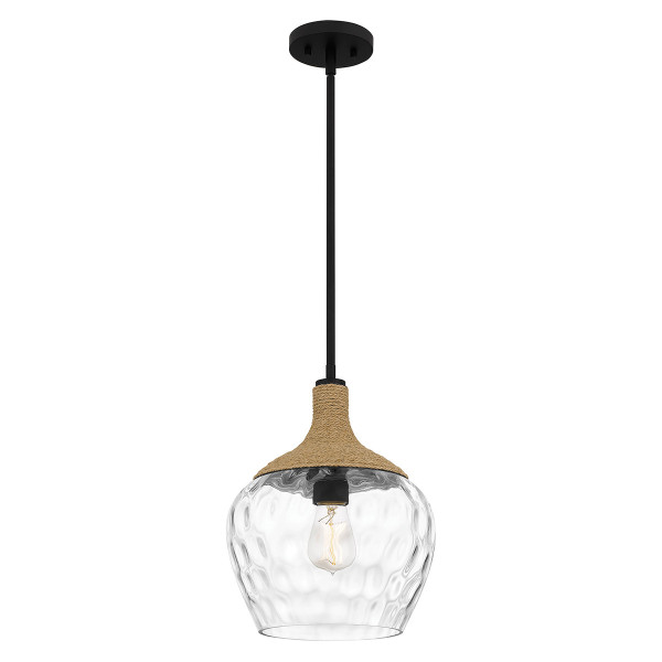 Lampa wisząca matowy czarno-przezroczysty-beżowa ROYER 1xE27x60W Quoizel 837856