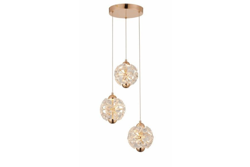 Lampa wisząca Meduza złota LED 3x5W Ciepła biel 1200lm Reality 854706